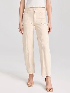 PAIGE Alexis Barrel Leg Carpenter Jeans in Blonde Sand size 29